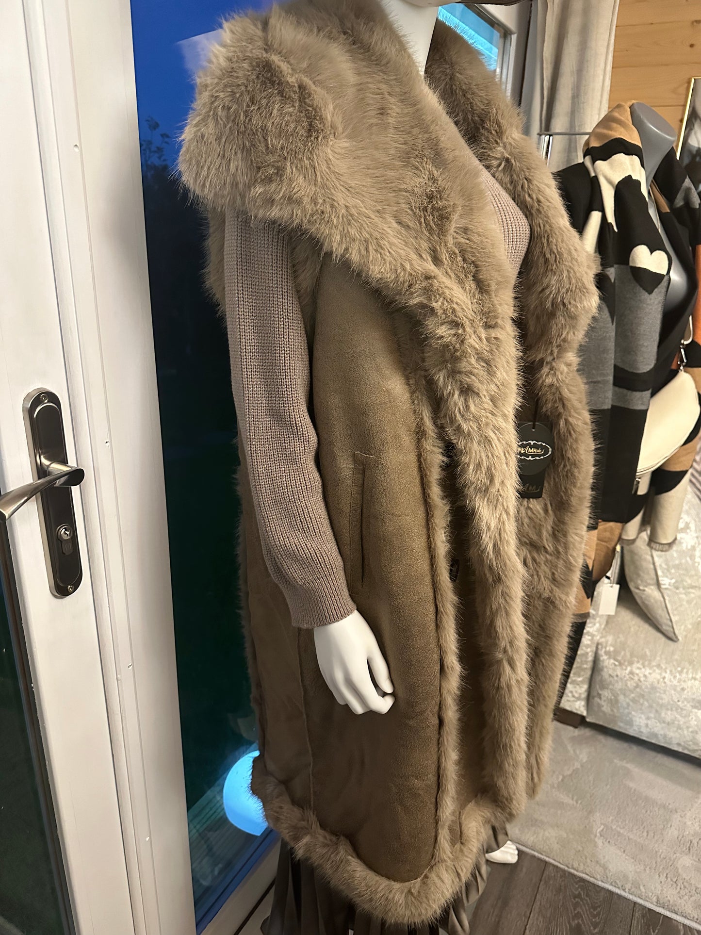 FAUX SHEARLING & FUR GILET