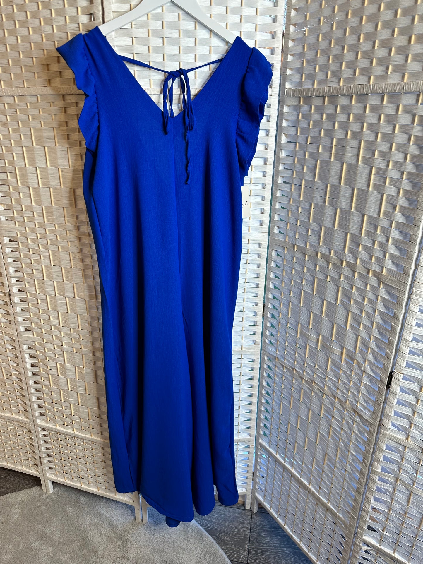 WIDE LEG FRILL SLEEVE JUMPSUIT